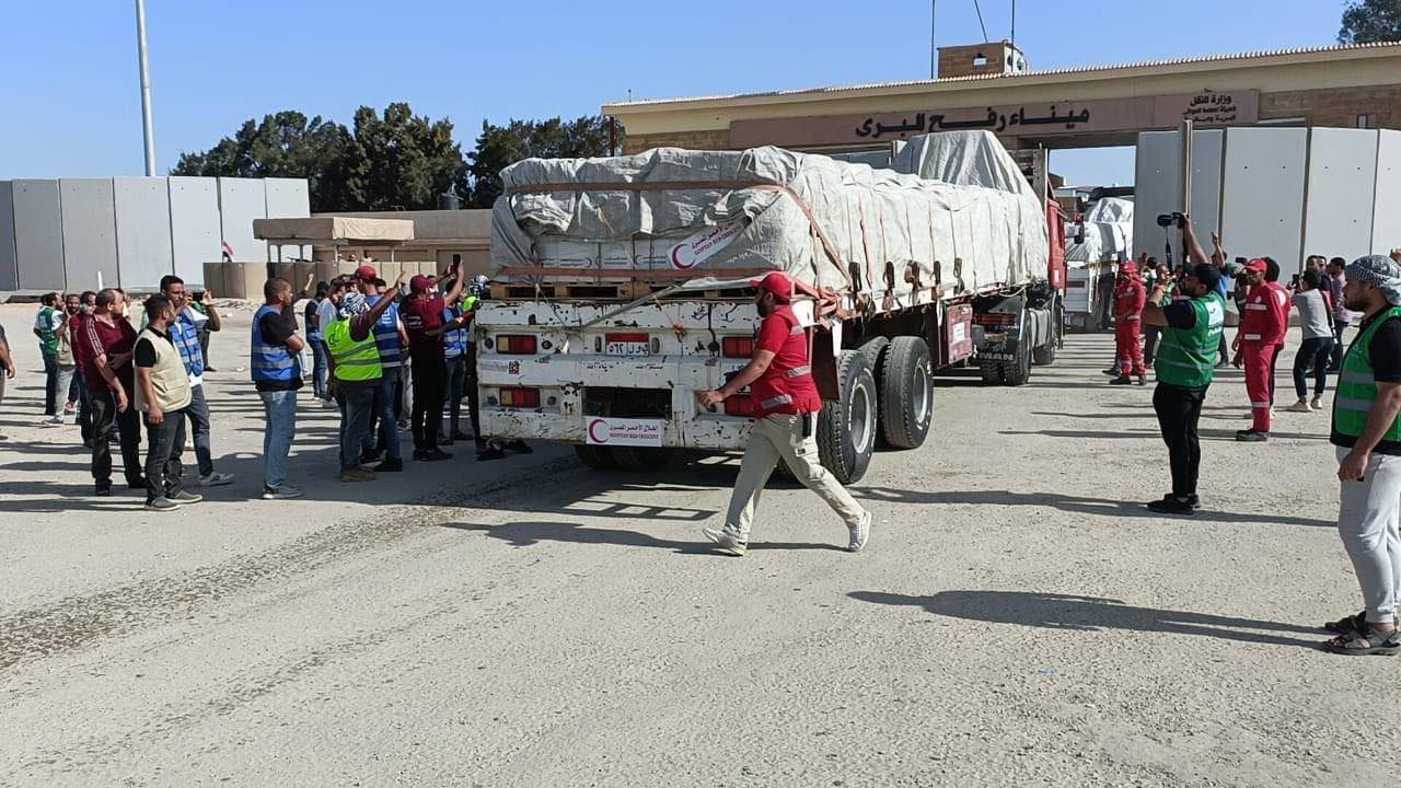 Rafah crossing opens to allow medical supplies and food into the besieged Gaza Strip