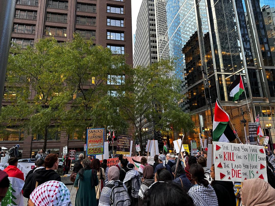 Hundreds rally in Chicago to protest against Israeli's genocidal aggression on Gaza and Lebanon