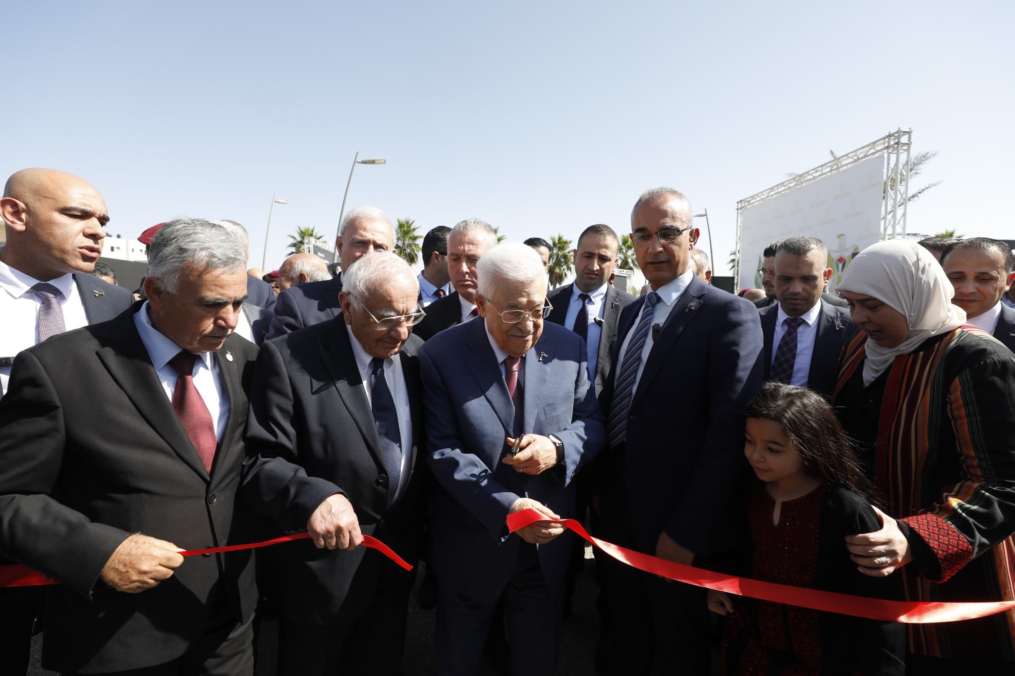 President Mahmoud Abbas during the opening of the exhibition at the National Library / Photo: Bahaa Nasr/WAFA News Agency