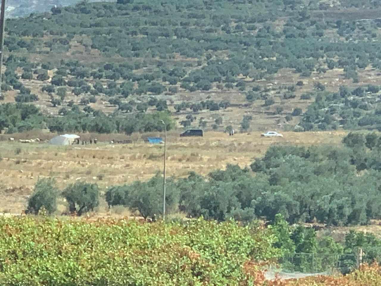 In order to steal the land, Israeli settlers set up tents on Palestinian village land