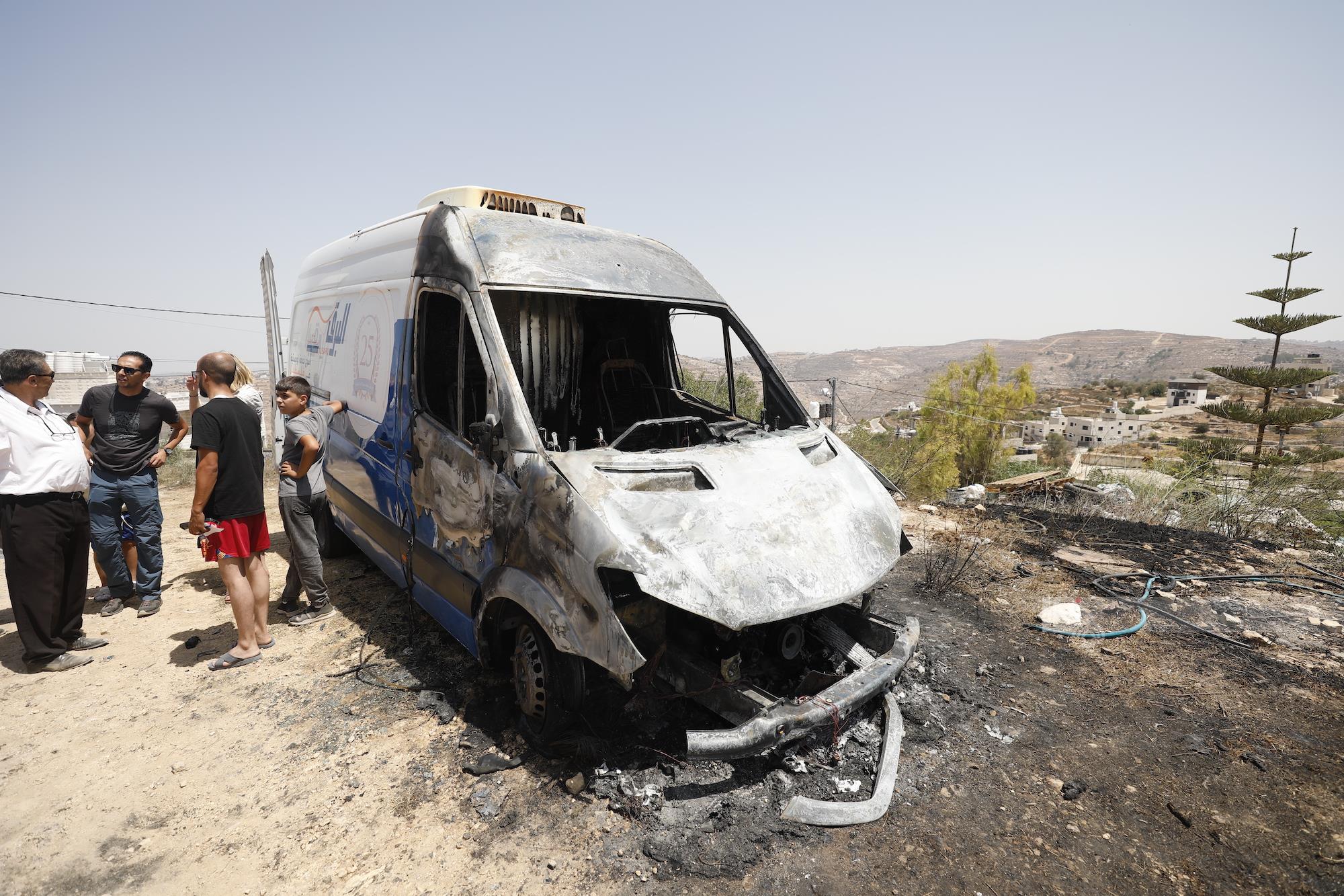 A vehicle that was torched by Israeli colonists in a previous attack in Atara (Photo credit: WAFA)