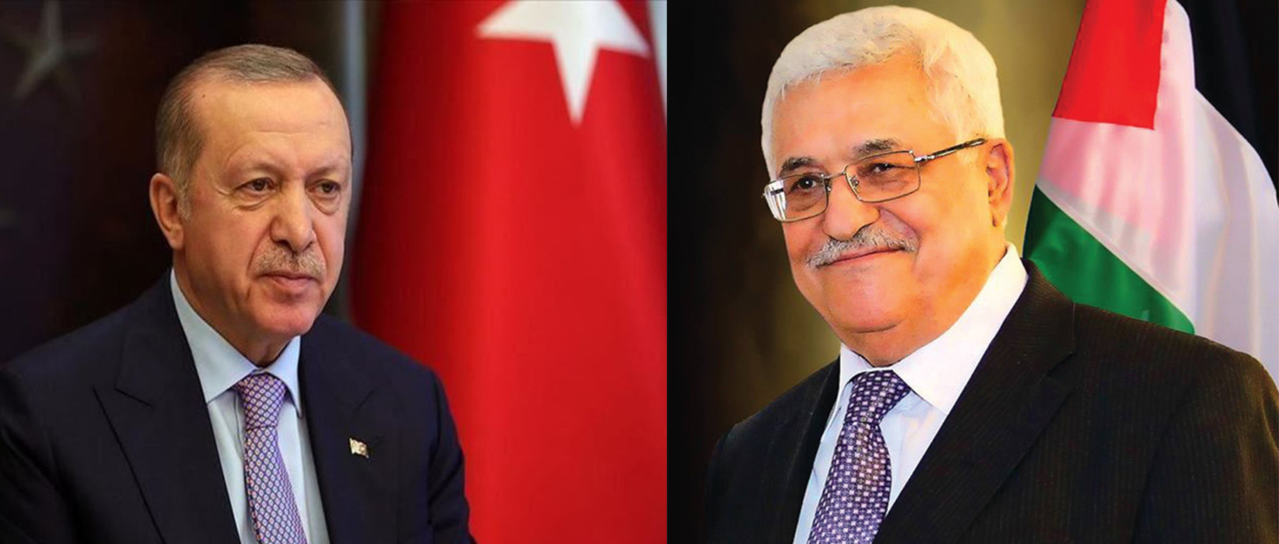 In a call with President Abbas, Turkish counterpart stresses opposition to Israeli annexation, normalization of relations