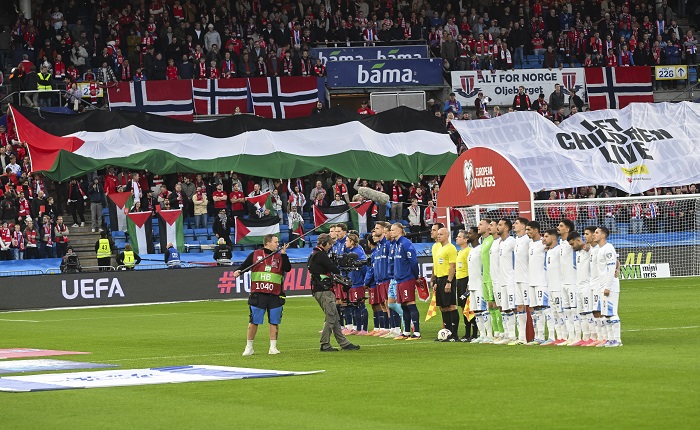 Thousands rally for Palestine outside Oslo stadium ahead of Norway–Israel match
