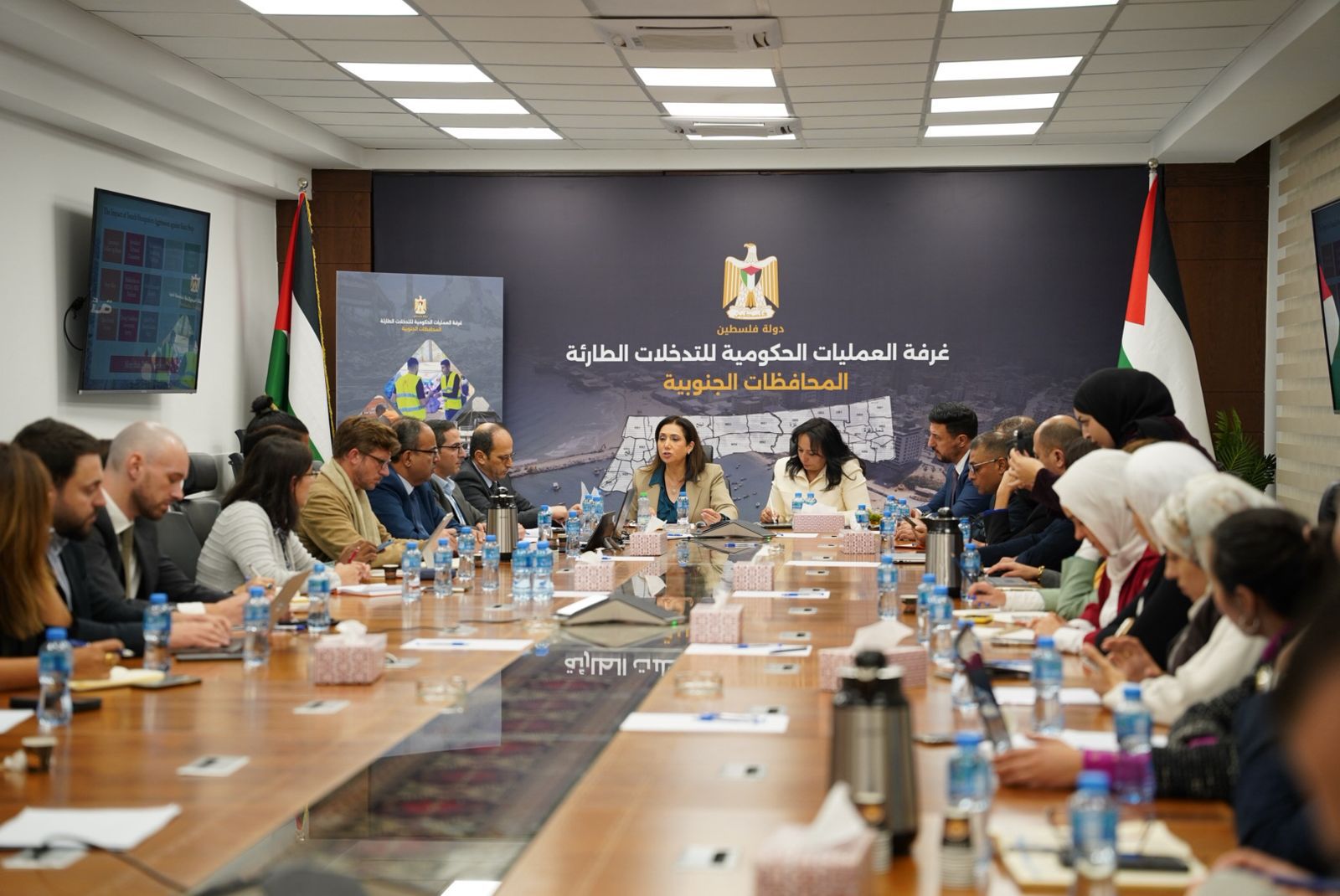 Government Operations Room reviews relief and early recovery plan of Palestinian Central Bureau of Statistics (PCBS) for Gaza
