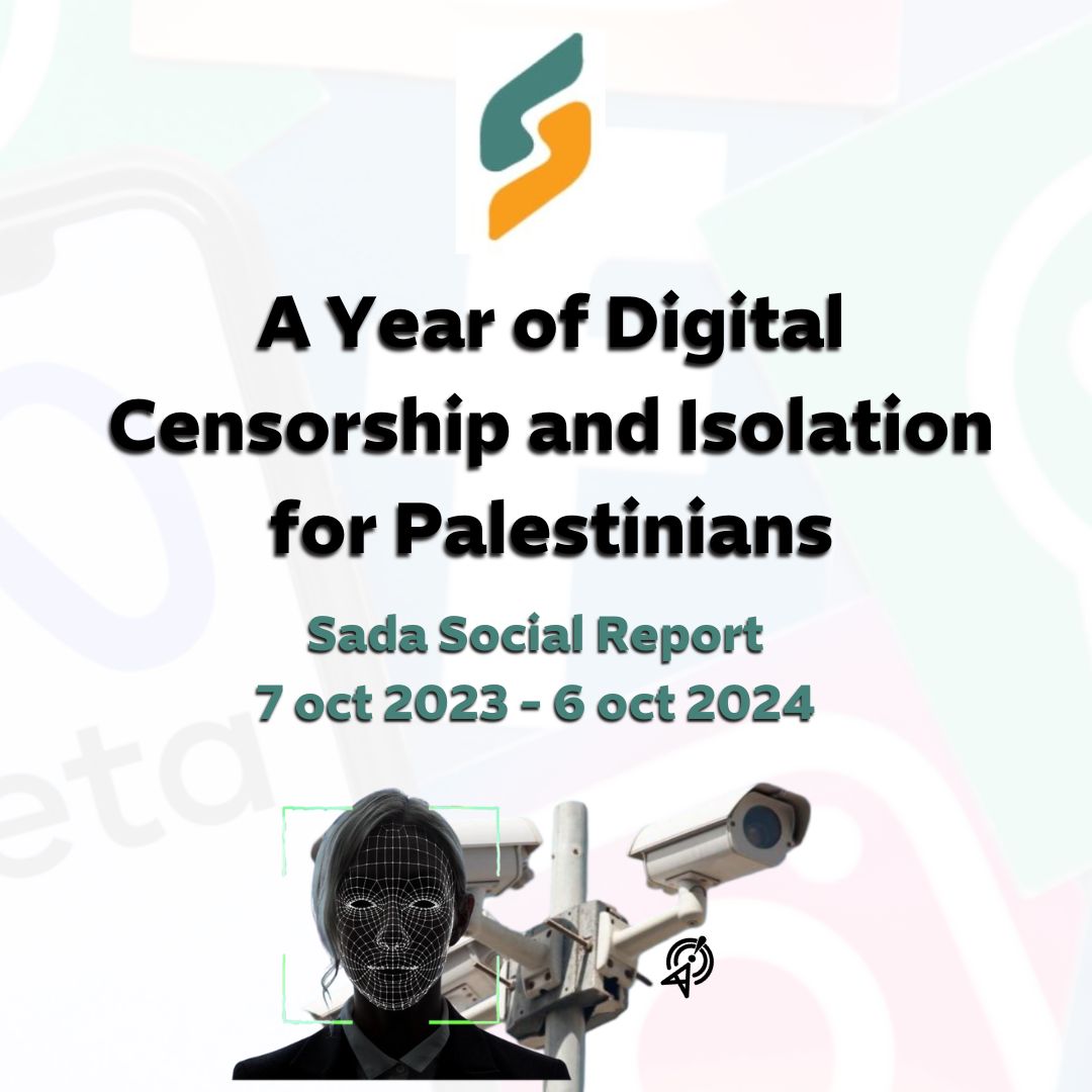 Sada Social watch group releases report titled "A Year of Digital Erasure of Palestinians" 