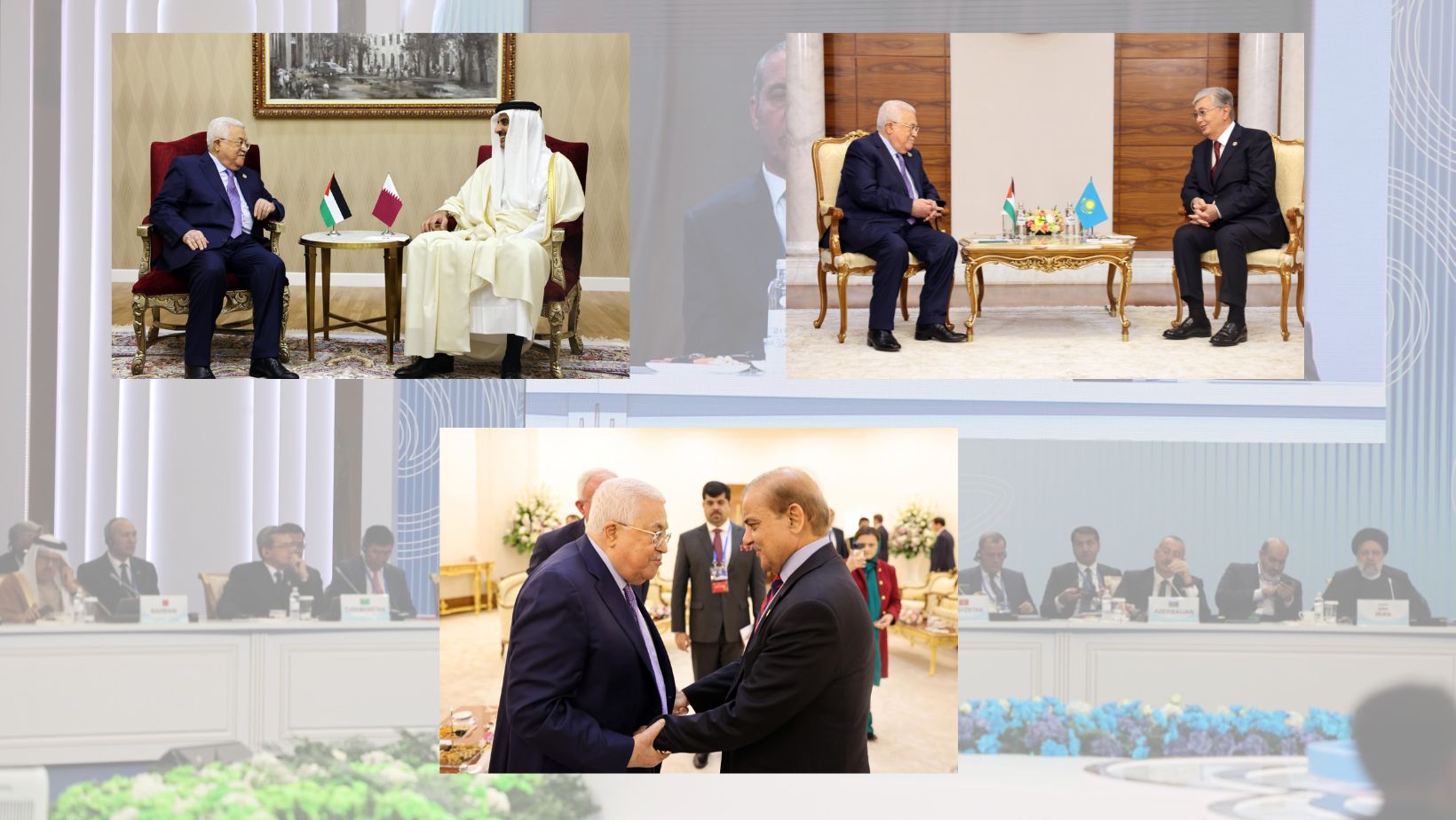 President Abbas discusses  latest political developments with Kazakh counterpart, Emir of Qatar, and Pakistani premier 