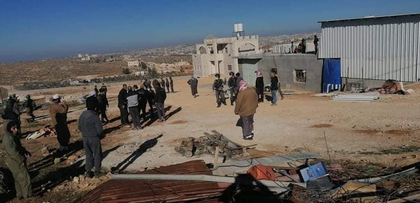Israeli occupation demolishes structures in south of the West Bank, clash with local residents