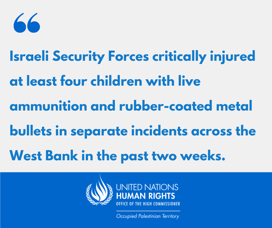 UN Human Rights Office calls for transparent investigations into Israeli shooting of Palestinian children