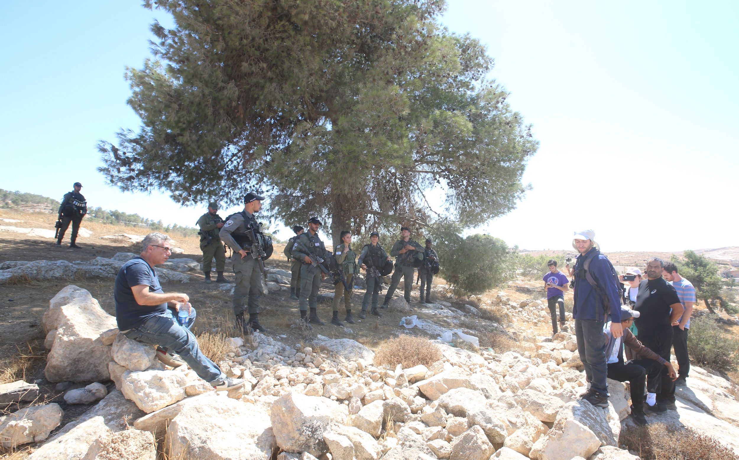 Israeli occupation forces attack participants in a protest against army offenses in Masafer Yatta
