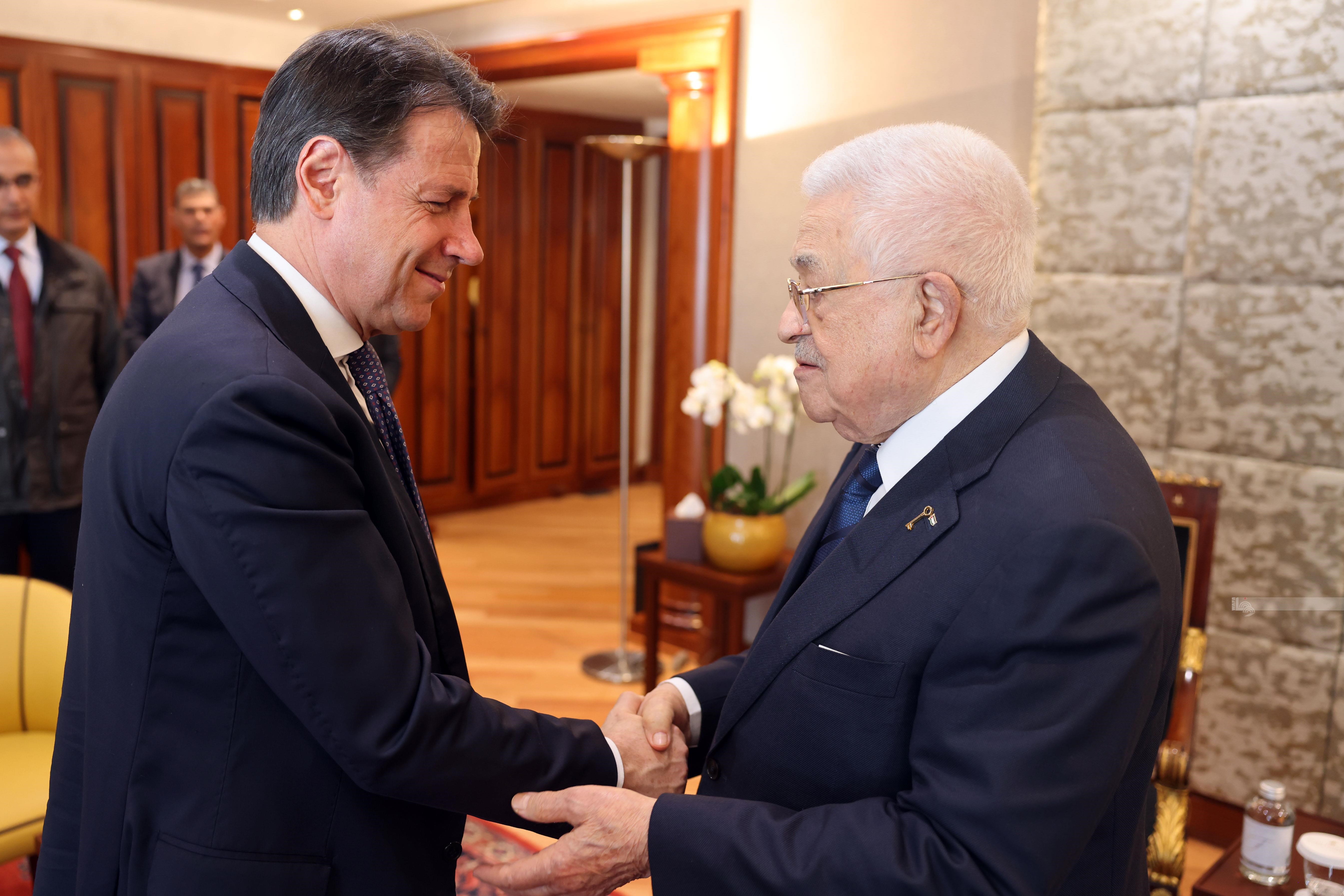 President Abbas meets Five Star Movement leader Giuseppe Conte in Rome