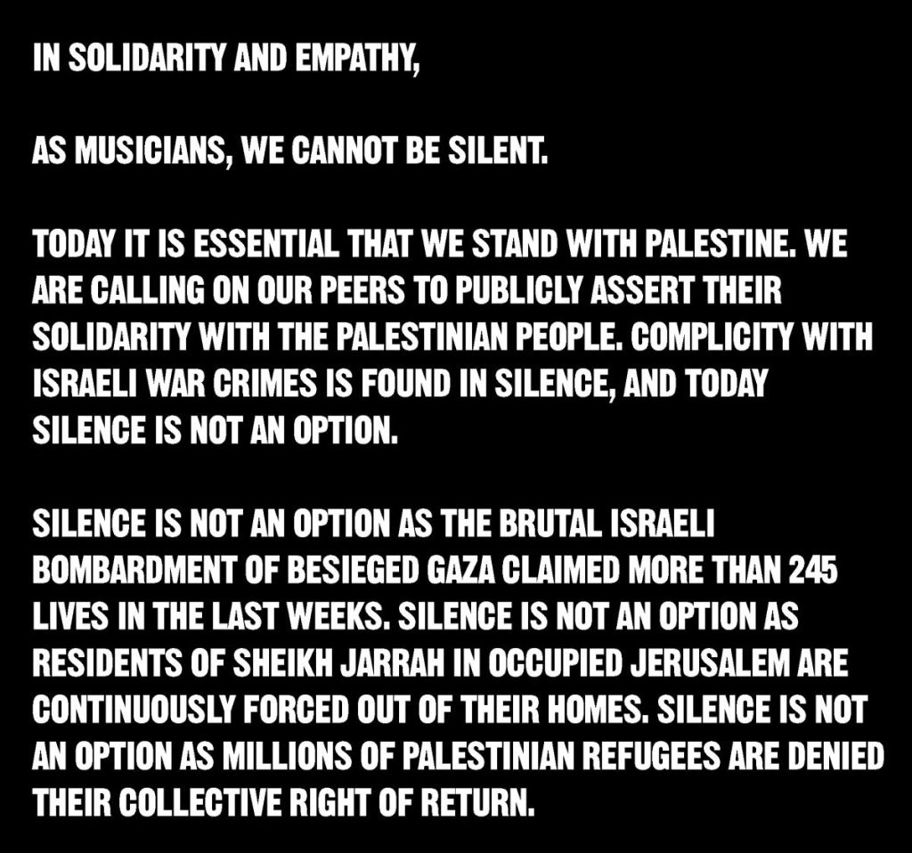 600 international musicians sign letter calling for boycott of Israel  