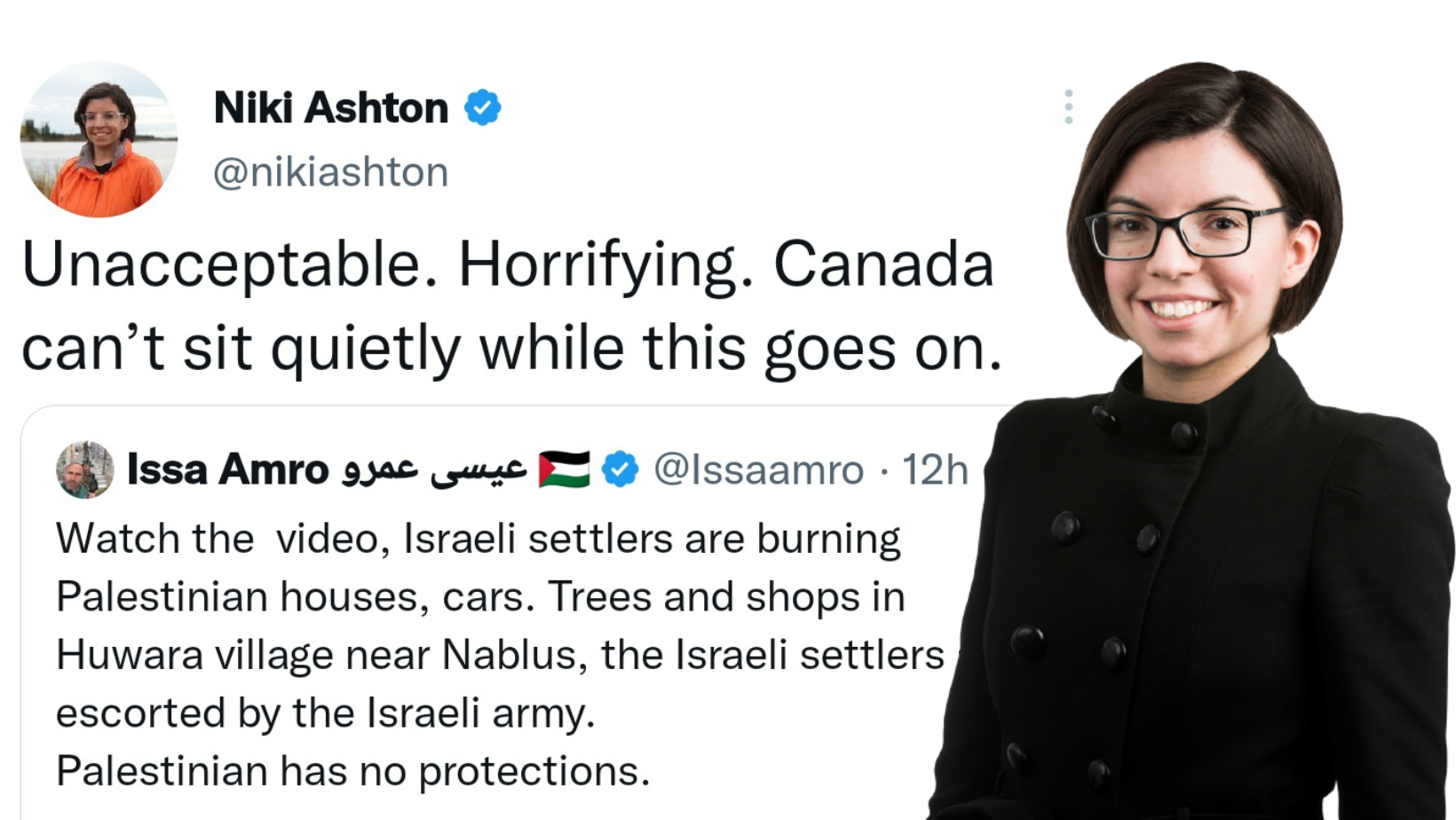 Canadian MP Niki Ashton calls Israeli settlers' violence in Huwara 'unacceptable'