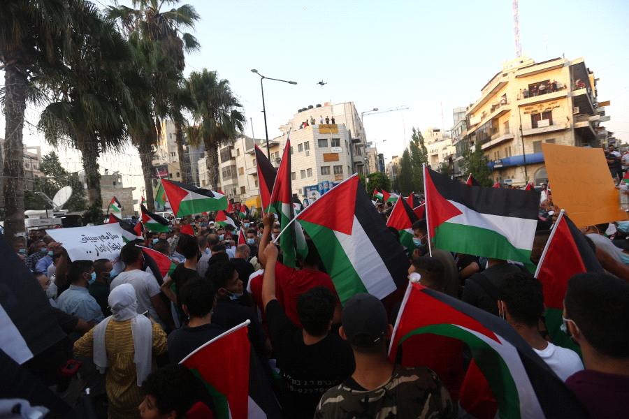 Palestinians rally in Ramallah against Arab normalization with Israel