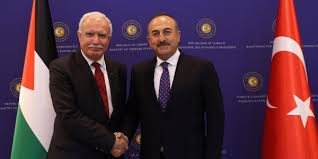 Turkish foreign minister assures his Palestinian counterpart his country's support for an international peace conference