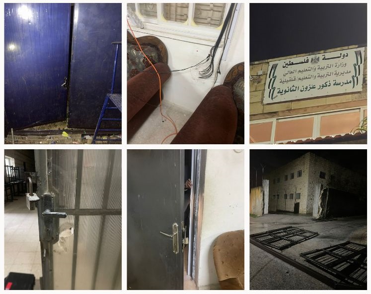 Israeli military soldiers raid high school in Qaliqlia, destroy parts of its contents 