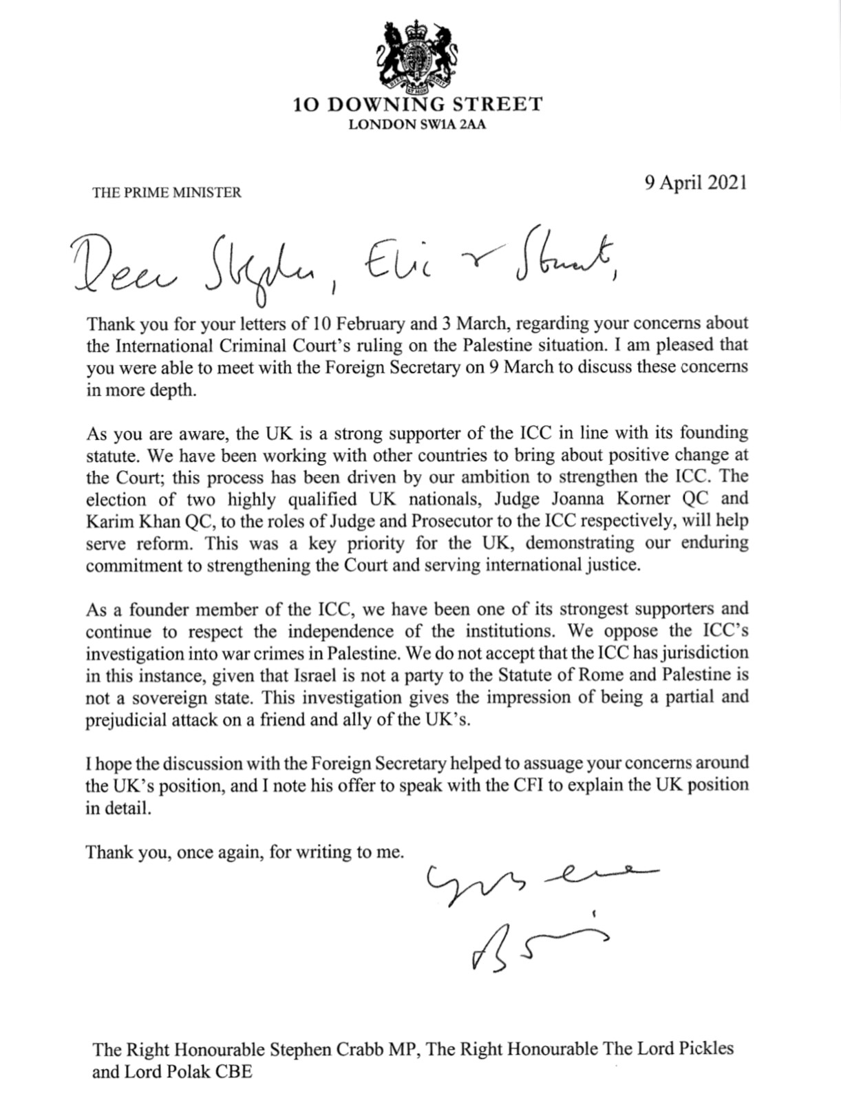 UK charities condemn British PM’s comments on the International Criminal Court’s investigation on Palestine