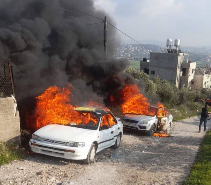 Israeli settlers torch vehicles in a village south of Nablus