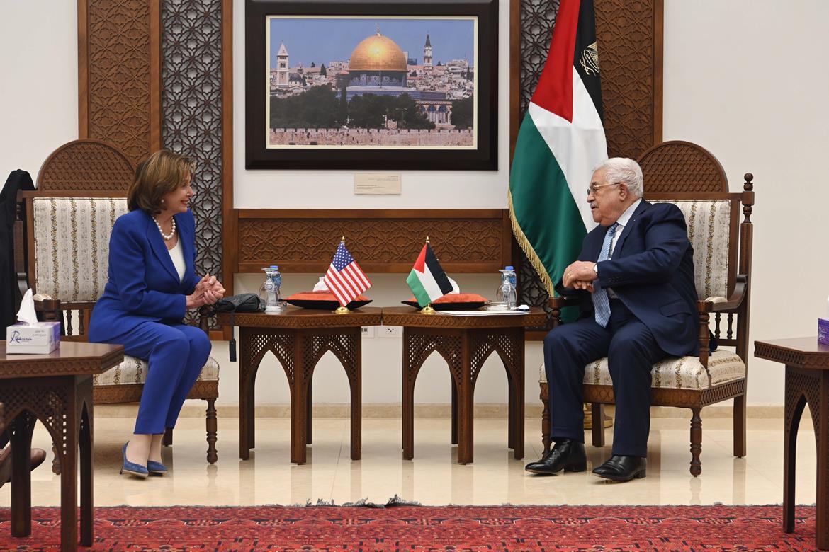 President Abbas discusses developments with Nancy Pelosi