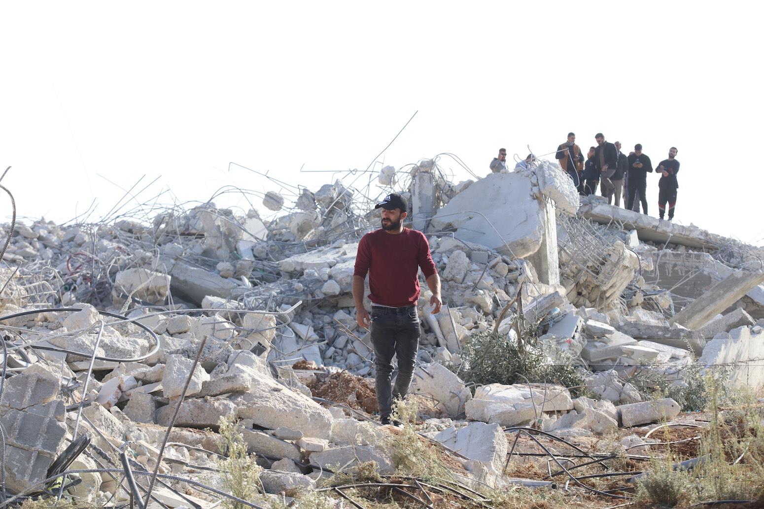 Three Palestinian-owned buildings demolished by the Israeli army in a village near Bethlehem