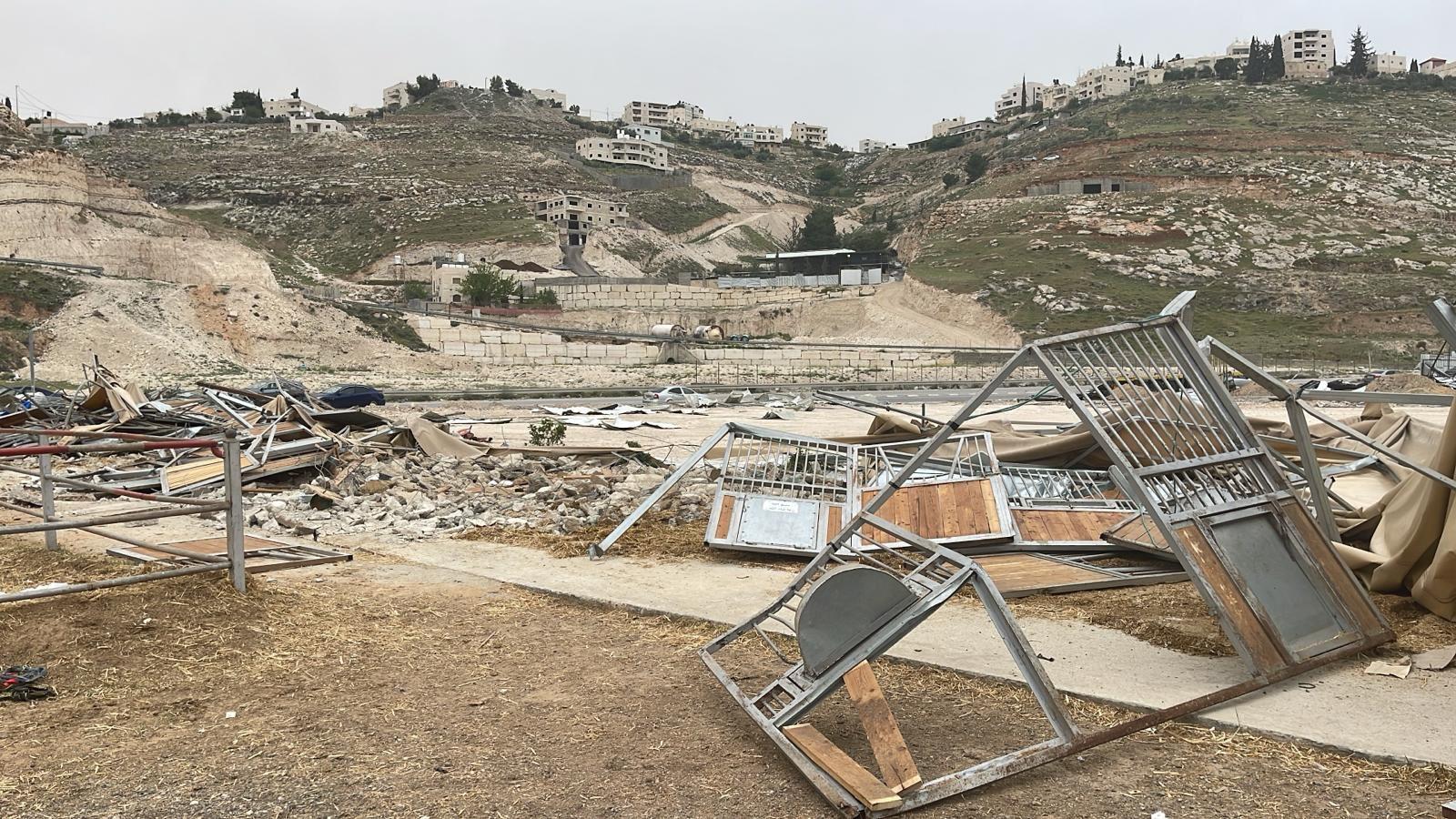 Israeli forces demolish structures in Abu Dis East of Jerusalem
