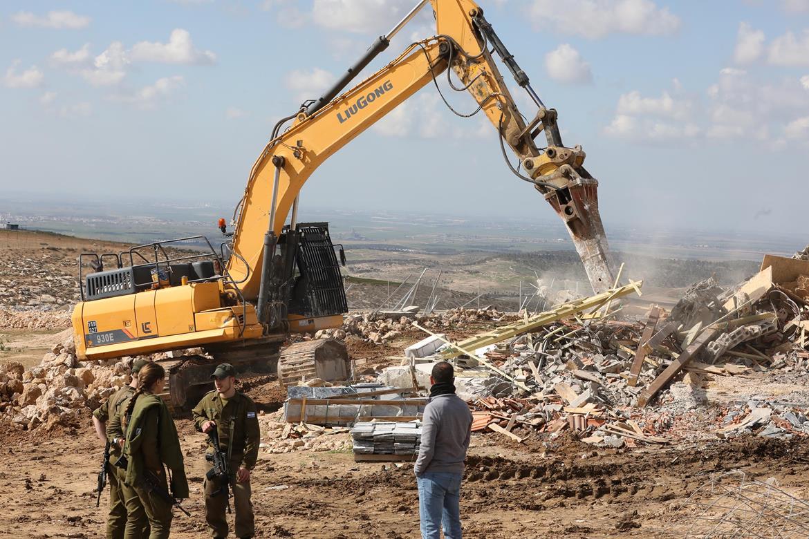 Three structures demolished by Israeli occupation forces in a village in the south of the West Bank