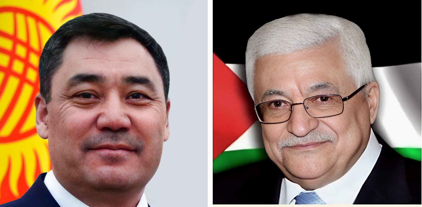 President Abbas meets Kyrgyz counterpart on his way back from China