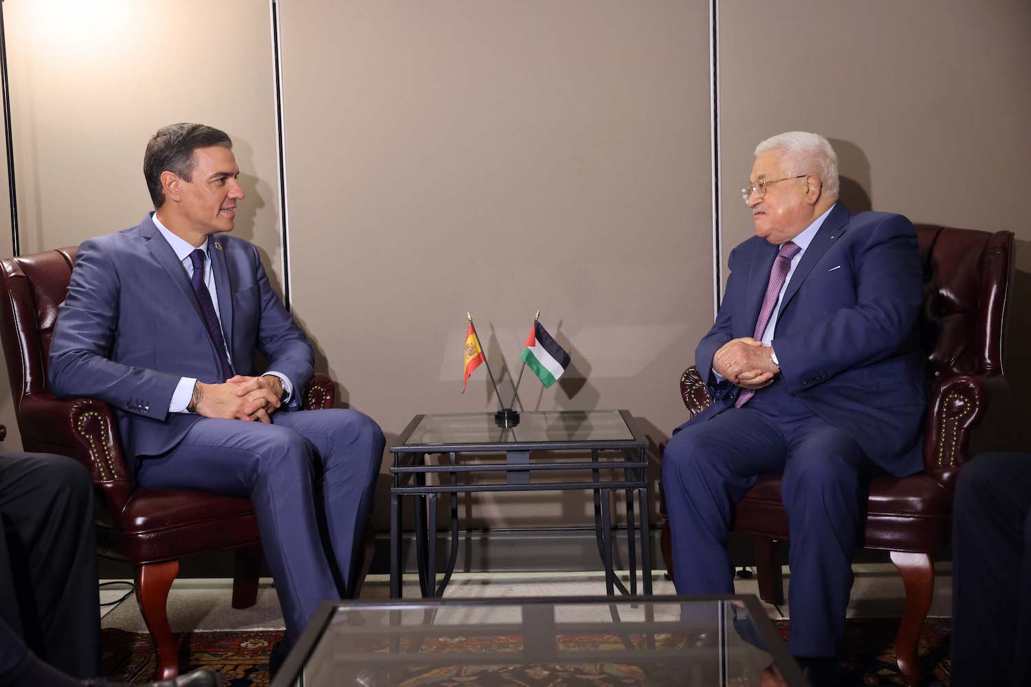 President Abbas holds talks in New York with Spanish prime minister, UN chief, other officials