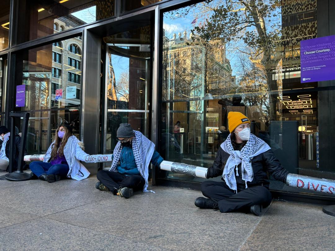 Students and professors close New York University library in protest of aggression on Gaza