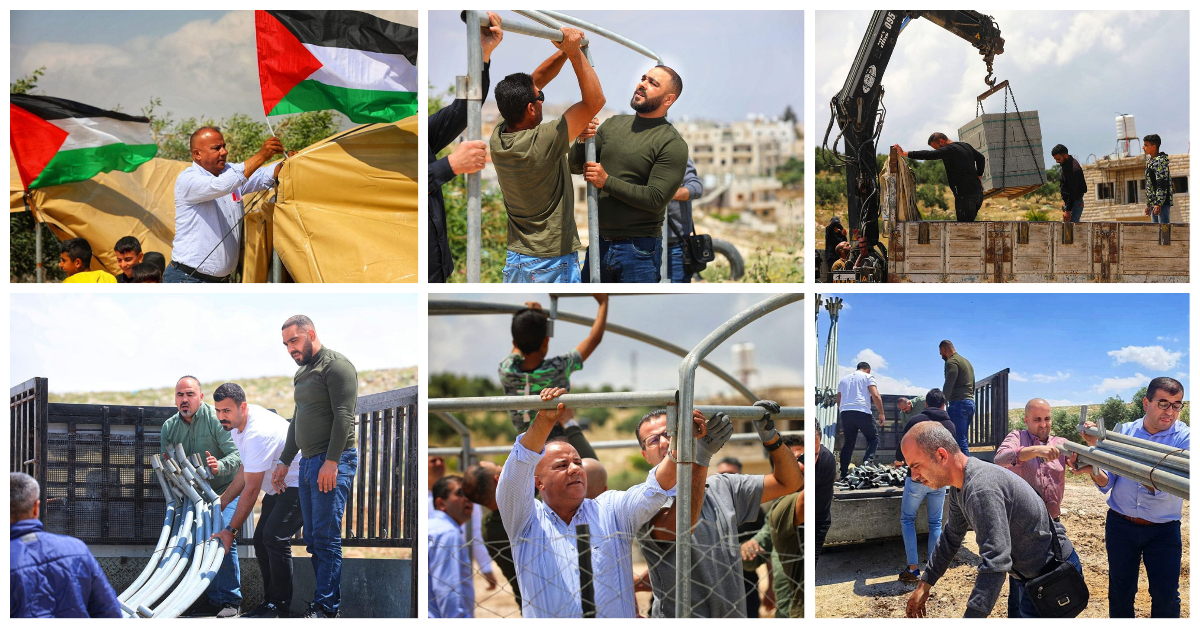 Palestinians rebuild school hours Israeli forces demolished it