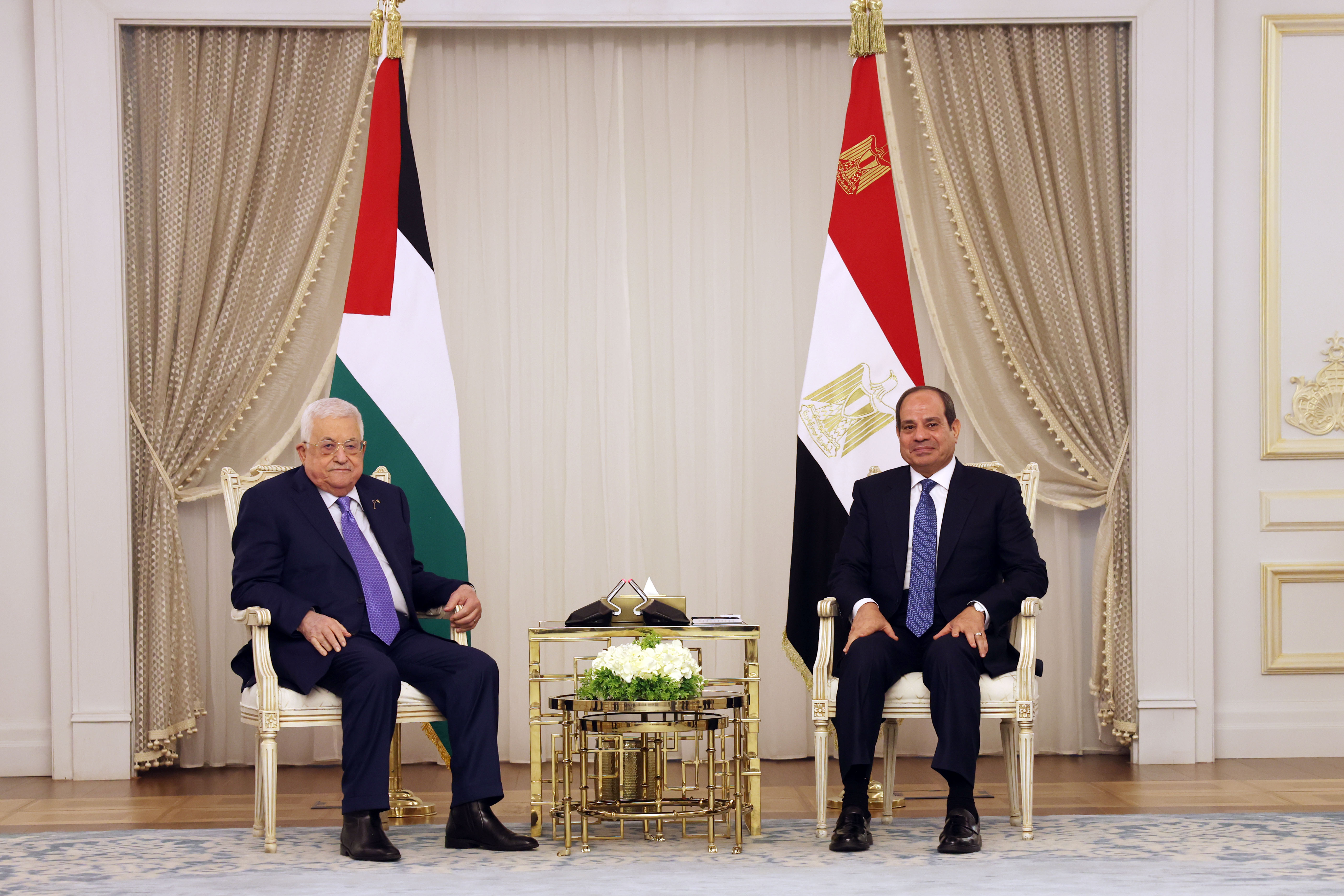 President Abbas, Egypt’s Sisi hold talks in Egyptian city of New El-Alamein