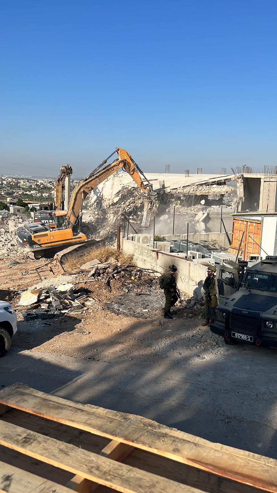 Mosque, under construction in an area separated by the apartheid wall, demolished by Israelis