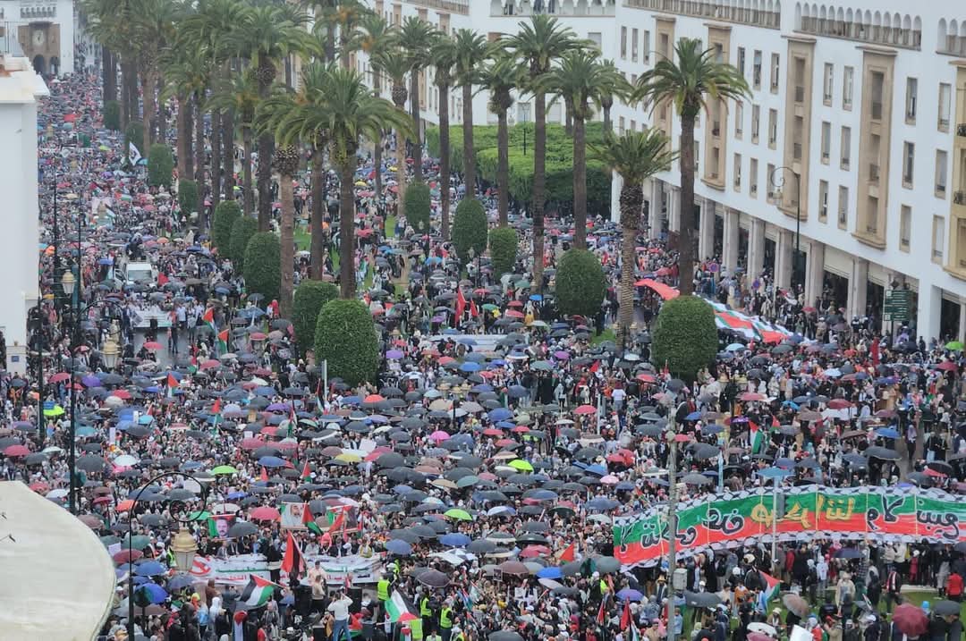 Mass demonstration in Rabat in solidarity with the Palestinian people
